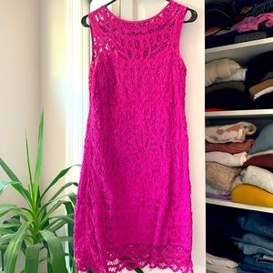 Lilly Pulitzer Magenta Lace Overlay Dress, Size S